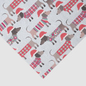 Teckel Worstenhonden in Kerst Petten en Knits Tissuepapier (Detail)