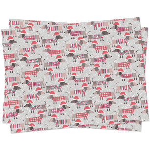 Teckel Worstenhonden in Kerst Petten en Knits Tissuepapier