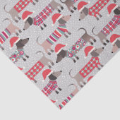 Teckel Worstenhonden in Kerst Petten en Knits Tissuepapier (Detail)