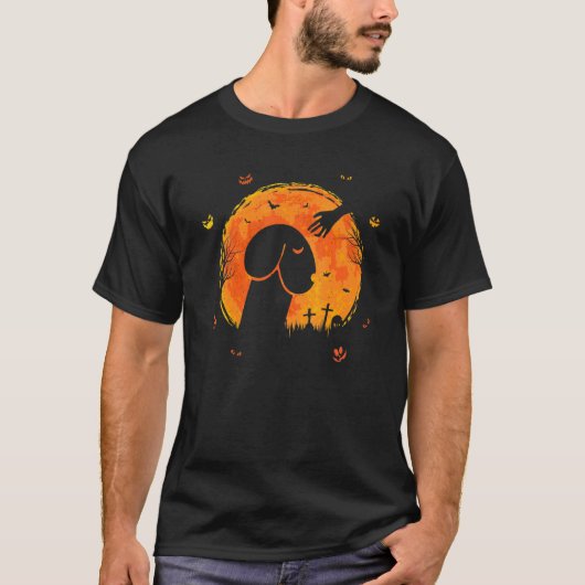 Teckel Zombie Hand Halloween Kostuum Hond T-shirt (Voorkant)