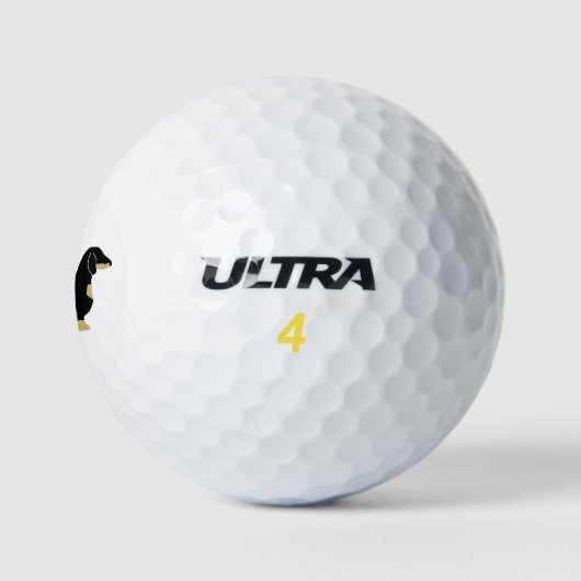 teckel zwart-bruin silhouet golfballen (Logo)