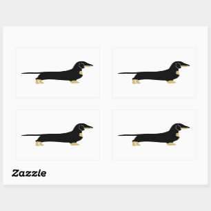 teckel zwart-bruin silhouet rechthoekige sticker