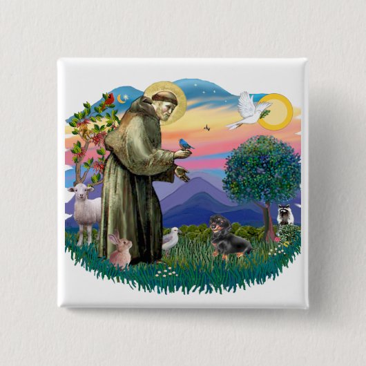 Teckel (zwart en bruin) vierkante button 5,1 cm (Voorkant)