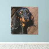 teckel zwart-wit canvas afdruk (Insitu (Houten vloer))