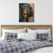 teckel zwart-wit canvas afdruk (Insitu (Slaapkamer))