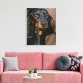 teckel zwart-wit canvas afdruk (Insitu (Woonkamer))
