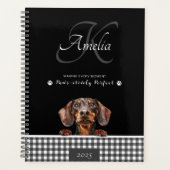 Teckel Zwart Wit Plakken Custom Planner (Voorkant)
