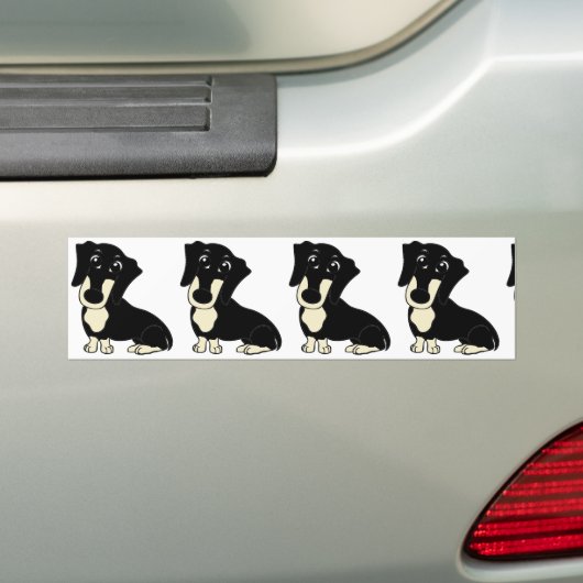 teckel zwarte en room cartoon bumpersticker (Op auto)