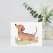 teckelhond | Schattigee hond Waterverf Briefkaart (Staand voorkant)