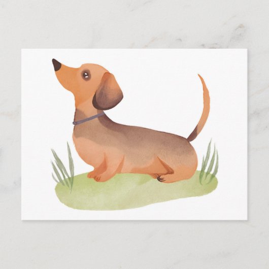 teckelhond | Schattigee hond Waterverf Briefkaart (Voorkant)