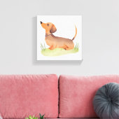 teckelhond | Schattigee hond Waterverf Canvas Afdruk (Insitu (Woonkamer))