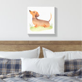 teckelhond | Schattigee hond Waterverf Canvas Afdruk (Insitu (Slaapkamer))