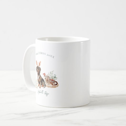 teckelrendier | Monogram Kerstmis Koffiemok (Voorkant links)