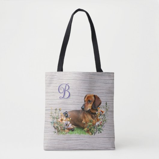 Teckels aan beide zijden monogram Initiaal Tote Bag (Voorkant)