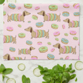 Teckels + Donuts Dish Handdoek + Doxie Handdoek (Gevouwen)