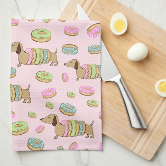 Teckels + Donuts Dish Handdoek + Doxie Handdoek (Quarter Fold)