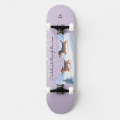 Teckels door de sneeuw monogrammed kerst persoonlijk skateboard (Voorkant)