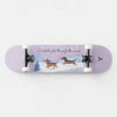 Teckels door de sneeuw monogrammed kerst persoonlijk skateboard (Horizontaal)
