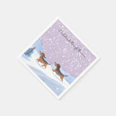 Teckels door sneeuw kerstfeest servet (Hoek)