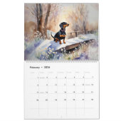 Teckels Elegante Waterverf Sausage Dogs Wall Kalender (Feb 2026)