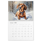 Teckels Elegante Waterverf Sausage Dogs Wall Kalender (Jan 2026)