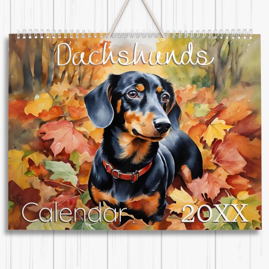 Teckels Elegante Waterverf Sausage Dogs Wall Kalender