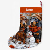 Teckels en Sneeuwman Christmas Stocking Kleine Kerstsok (Achterkant)