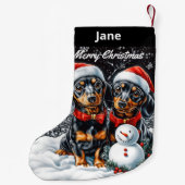 Teckels en Sneeuwman Christmas Stocking Kleine Kerstsok (Achterkant)