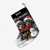 Teckels en Sneeuwman Christmas Stocking Kleine Kerstsok (Achterkant (Hangend))