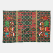 Teckels in Antlers & Santa Hats: Kerstmis Theedoek (Horizontaal)