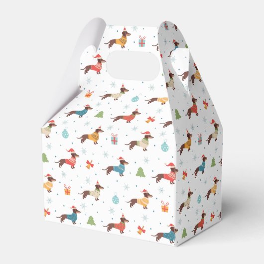 Teckels in Christmas Sweaters Patroon Bedankdoosjes (Achterkant)