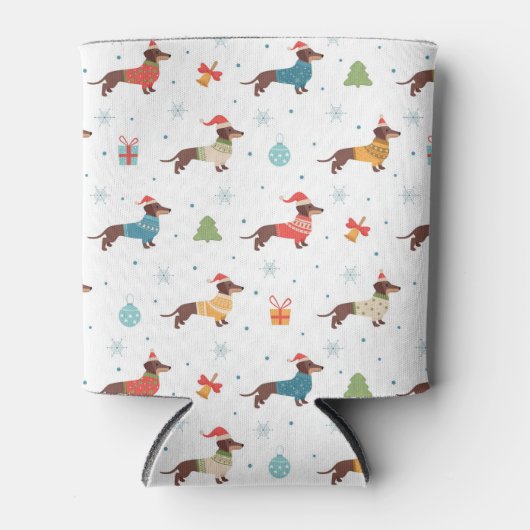 Teckels in Christmas Sweaters Patroon Blikjeskoeler (Voorkant)