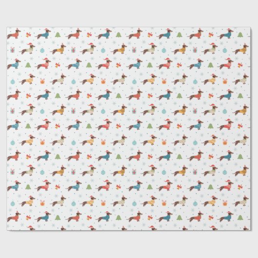 Teckels in Christmas Sweaters Patroon Cadeaupapier (Vlak)