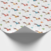 Teckels in Christmas Sweaters Patroon Cadeaupapier (Hoek)