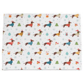 Teckels in Christmas Sweaters Patroon Groot Cadeauzakje (Voorkant)