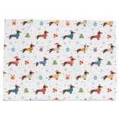 Teckels in Christmas Sweaters Patroon Groot Cadeauzakje (Achterkant)