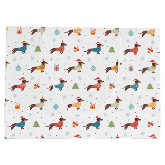 Teckels in Christmas Sweaters Patroon Groot Cadeauzakje (Achterkant)
