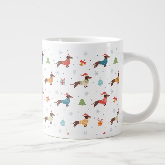 Teckels in Christmas Sweaters Patroon Grote Koffiekop (Rechts)