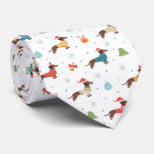 Teckels in Christmas Sweaters Patroon Stropdas (Opgerold)