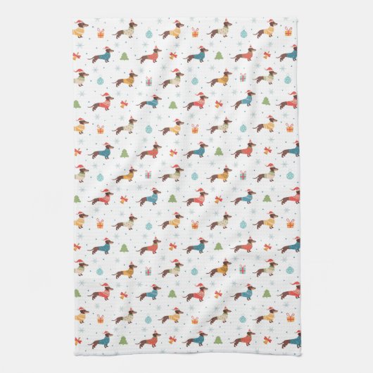 Teckels in Christmas Sweaters Patroon Theedoek (Verticaal)