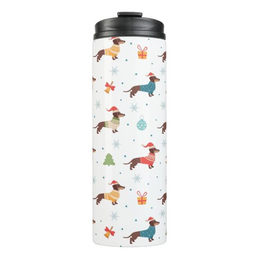 Teckels in Christmas Sweaters Patroon Thermosbeker (Voorkant)