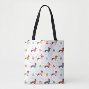 Teckels in Christmas Sweaters Patroon Tote Bag