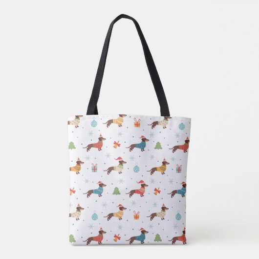 Teckels in Christmas Sweaters Patroon Tote Bag (Achterkant)