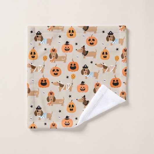 Teckels in Halloween kostuums patroon Bad Handdoek (Wasdoekje)