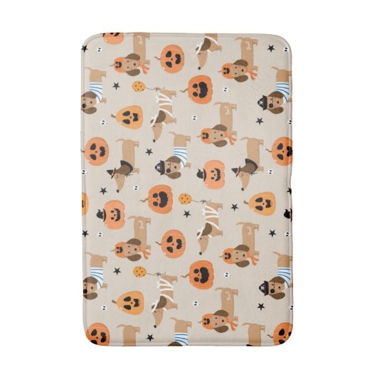 Teckels in Halloween kostuums patroon Badmat (Voorkant Verticaal)