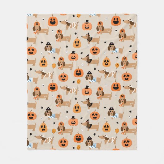Teckels in Halloween kostuums patroon Fleece Deken (Voorkant)