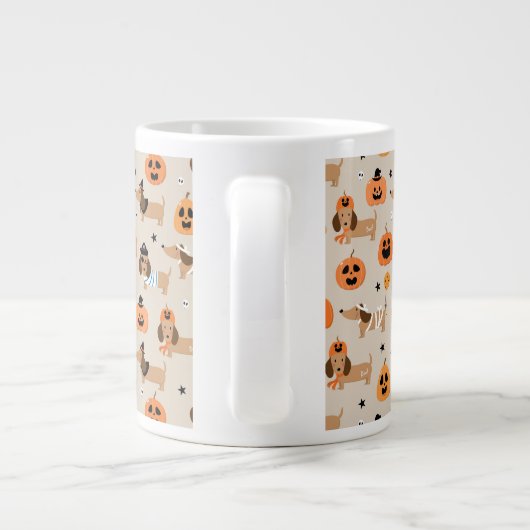 Teckels in Halloween kostuums patroon Grote Koffiekop (Achterkant)