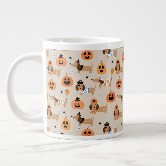 Teckels in Halloween kostuums patroon Grote Koffiekop (Links)