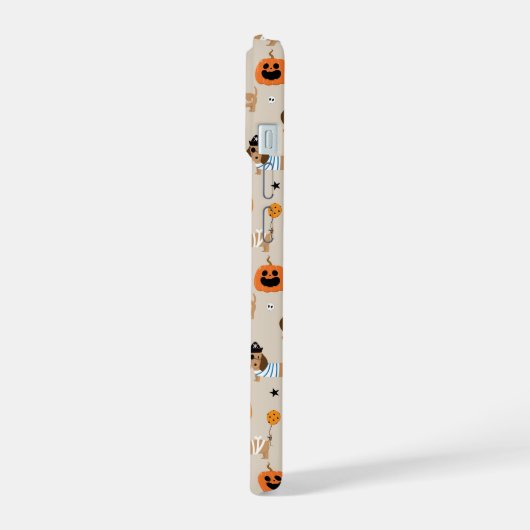Teckels in Halloween kostuums patroon iPhone 15 Case (Linkerkant)