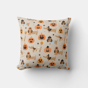 Teckels in Halloween kostuums patroon Kussen
